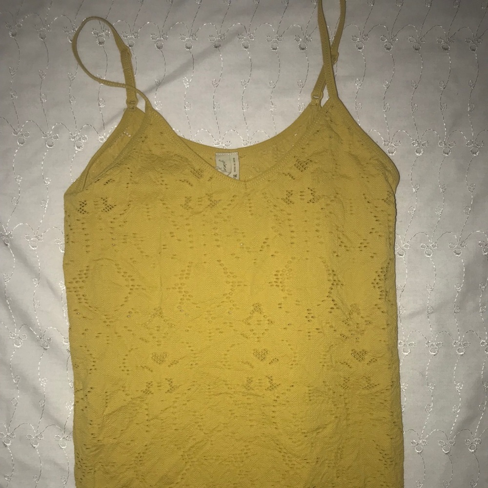 Dark yellow tank with super cute cutout print.